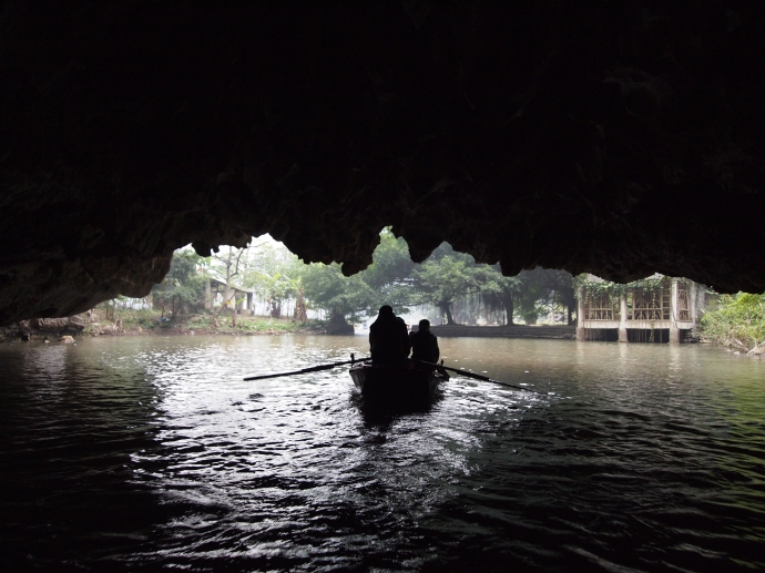 paddling through the caves