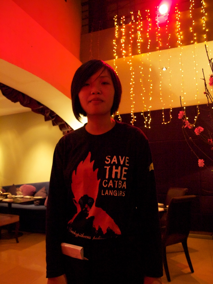 my waitress with the Cat Ba Langur T-shirt
