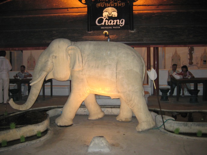 a statue near the elephant ride station