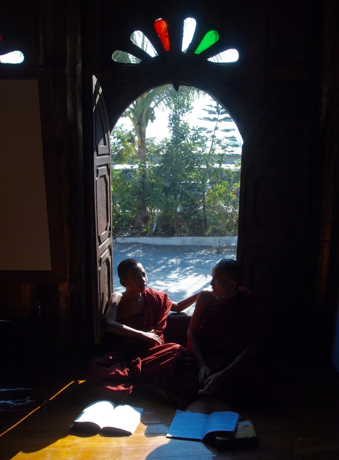 monks in the doorway