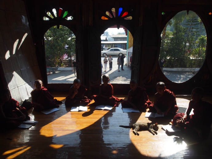 monks in sunlight ovals
