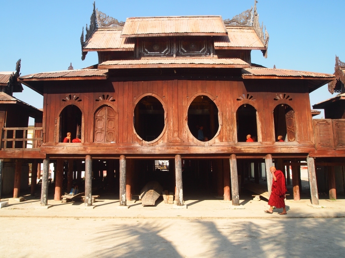 the oval windows of Shwe Yaunghwe Kyaung