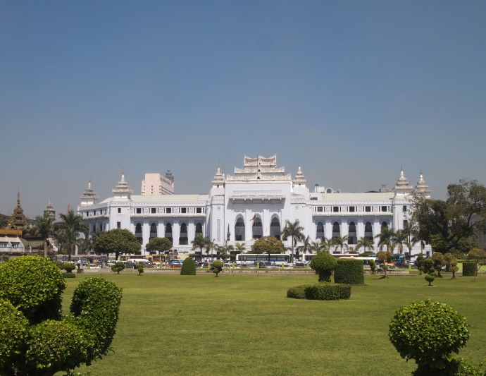 view of City Hall from Mahabandoola Garden